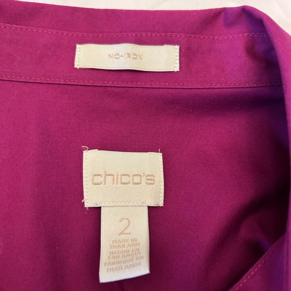 Chico’s no-iron button down tunic, size 2, magenta - Picture 3 of 6